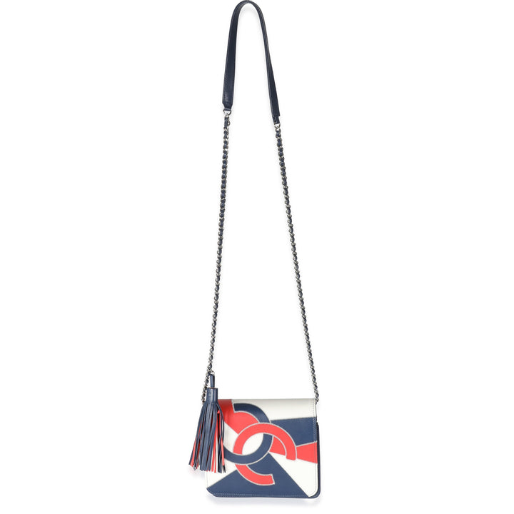 Chanel Red Blue White Lambskin Patchwork CC New Bag