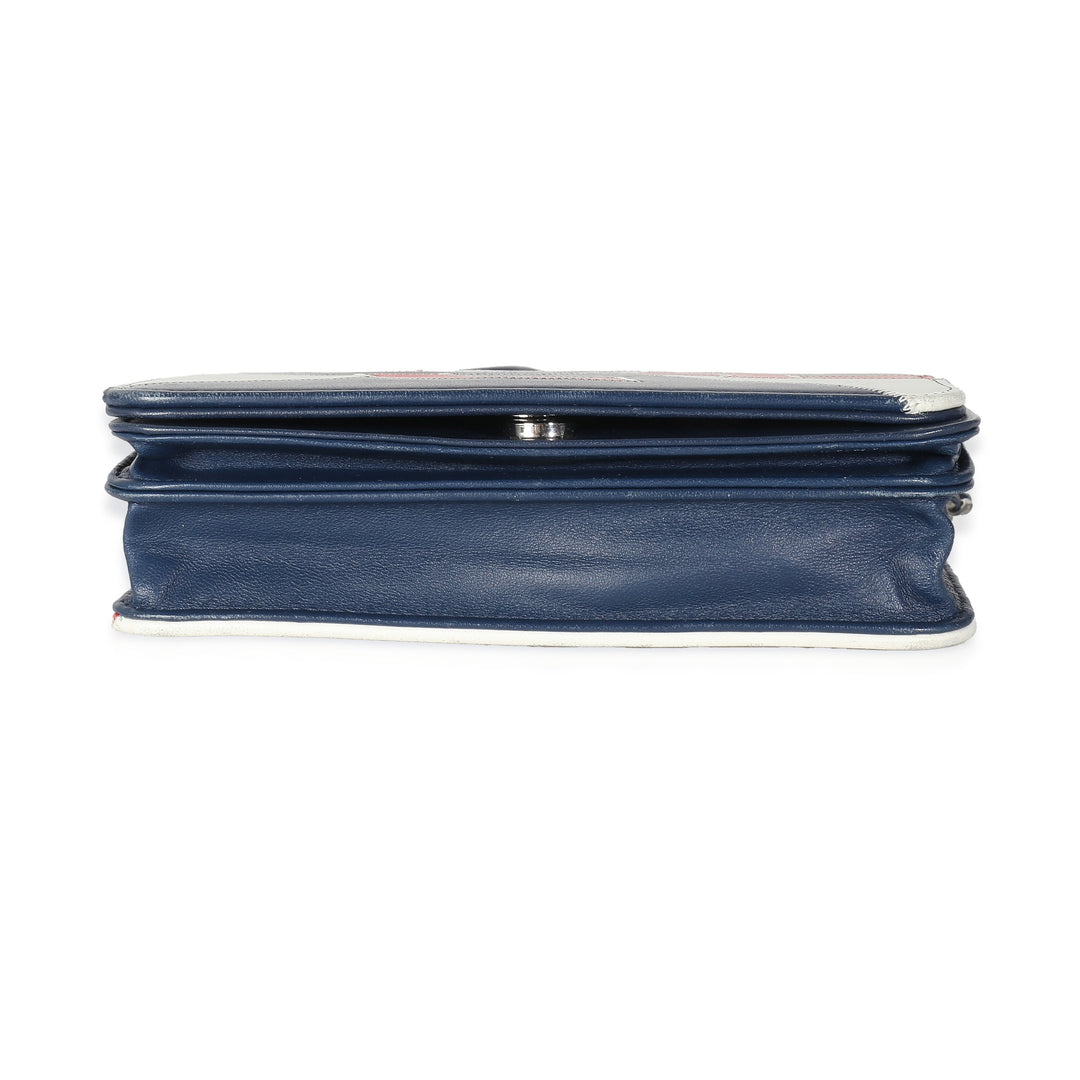 Chanel Red Blue White Lambskin Patchwork CC New Bag