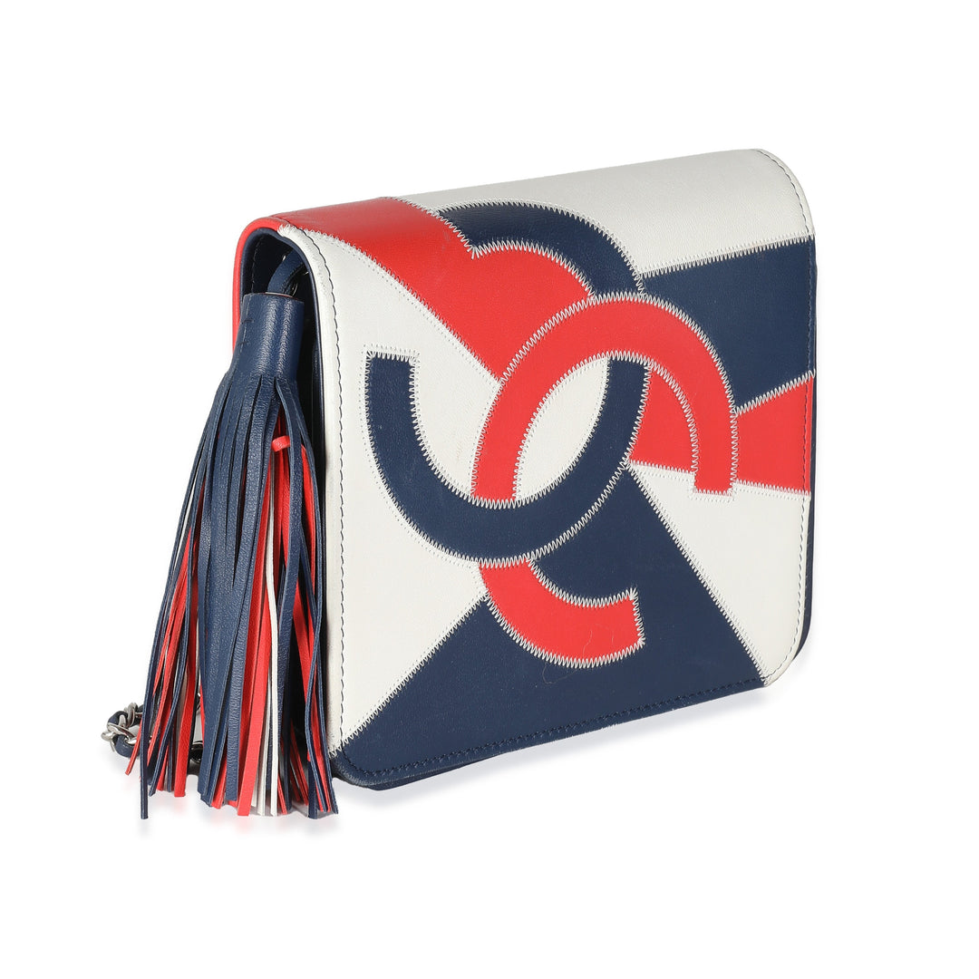 Chanel Red Blue White Lambskin Patchwork CC New Bag