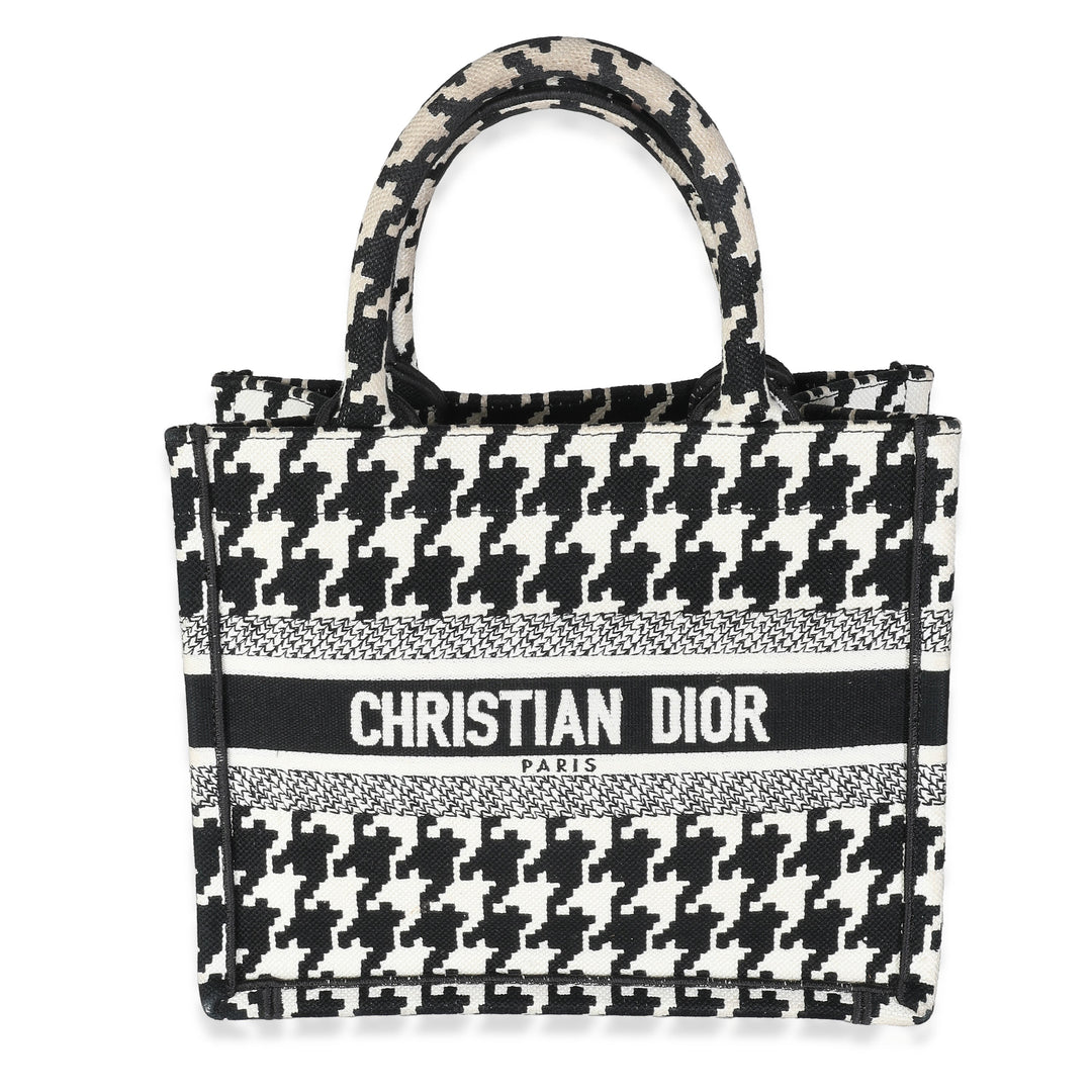 CHRISTIAN Top quality Dior Black White Houndstooth Small Book Tote