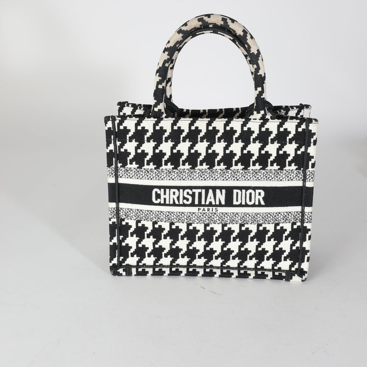 CHRISTIAN Top quality Dior Black White Houndstooth Small Book Tote