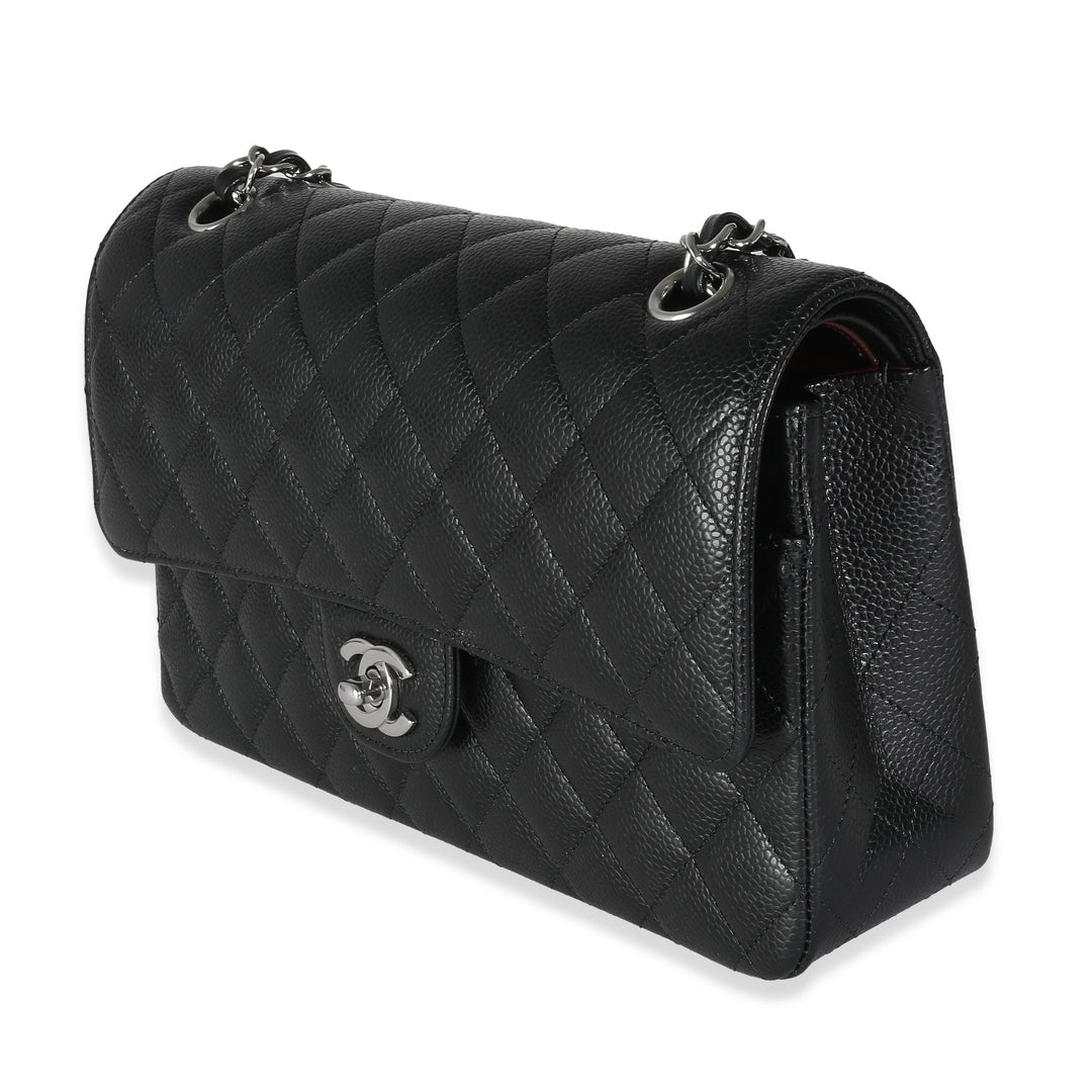 Chanel Black Quilted Caviar Medium Double Classic New Bag