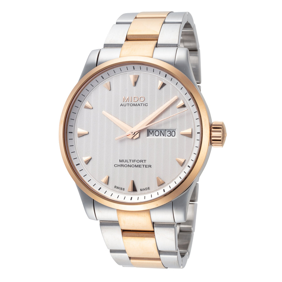 title:Mido Men's M0054312203100 Multifort 42mm Automatic Watch;color:Silver and Rose Gold