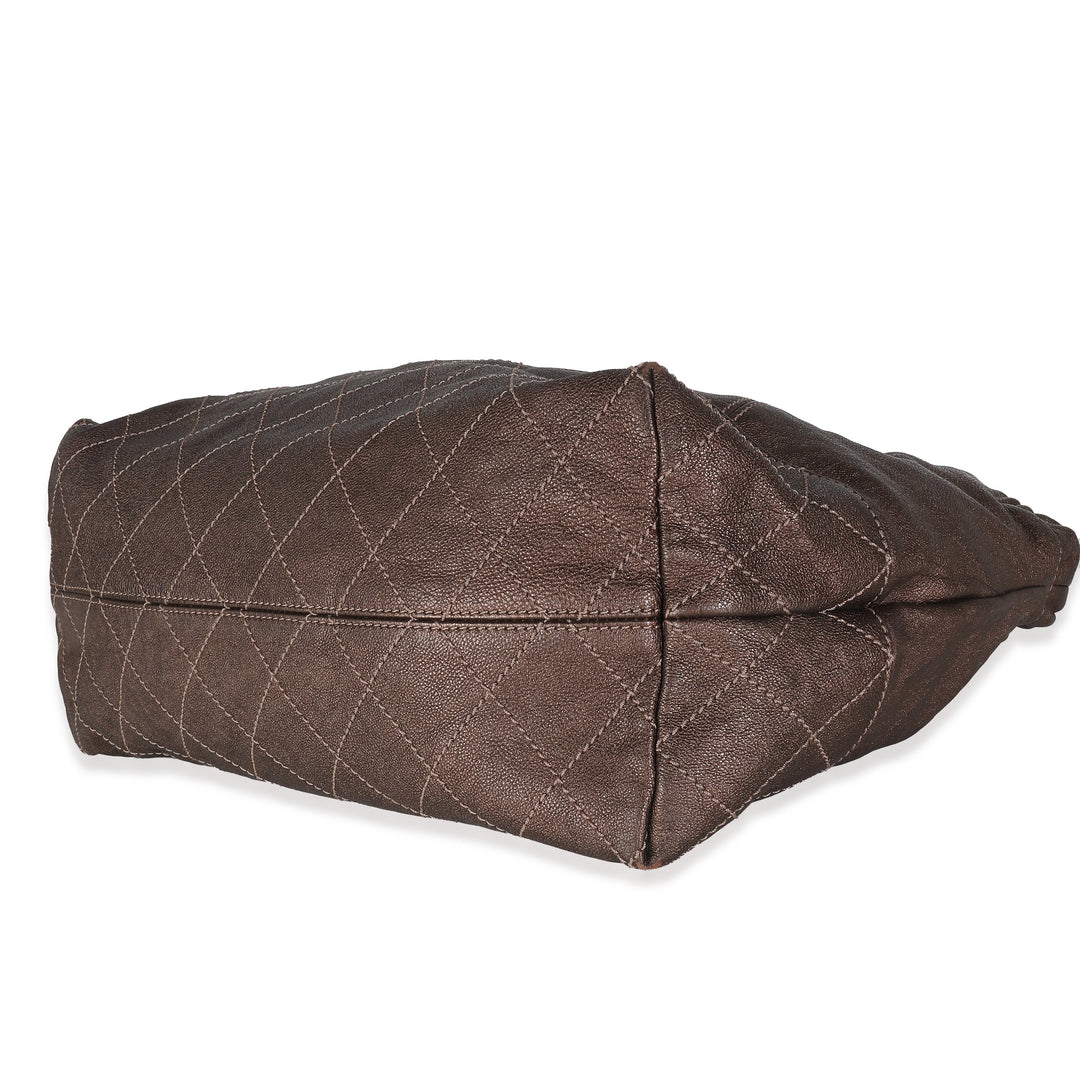Chanel Brown Distressed Caviar Coco Cabas XL Tote