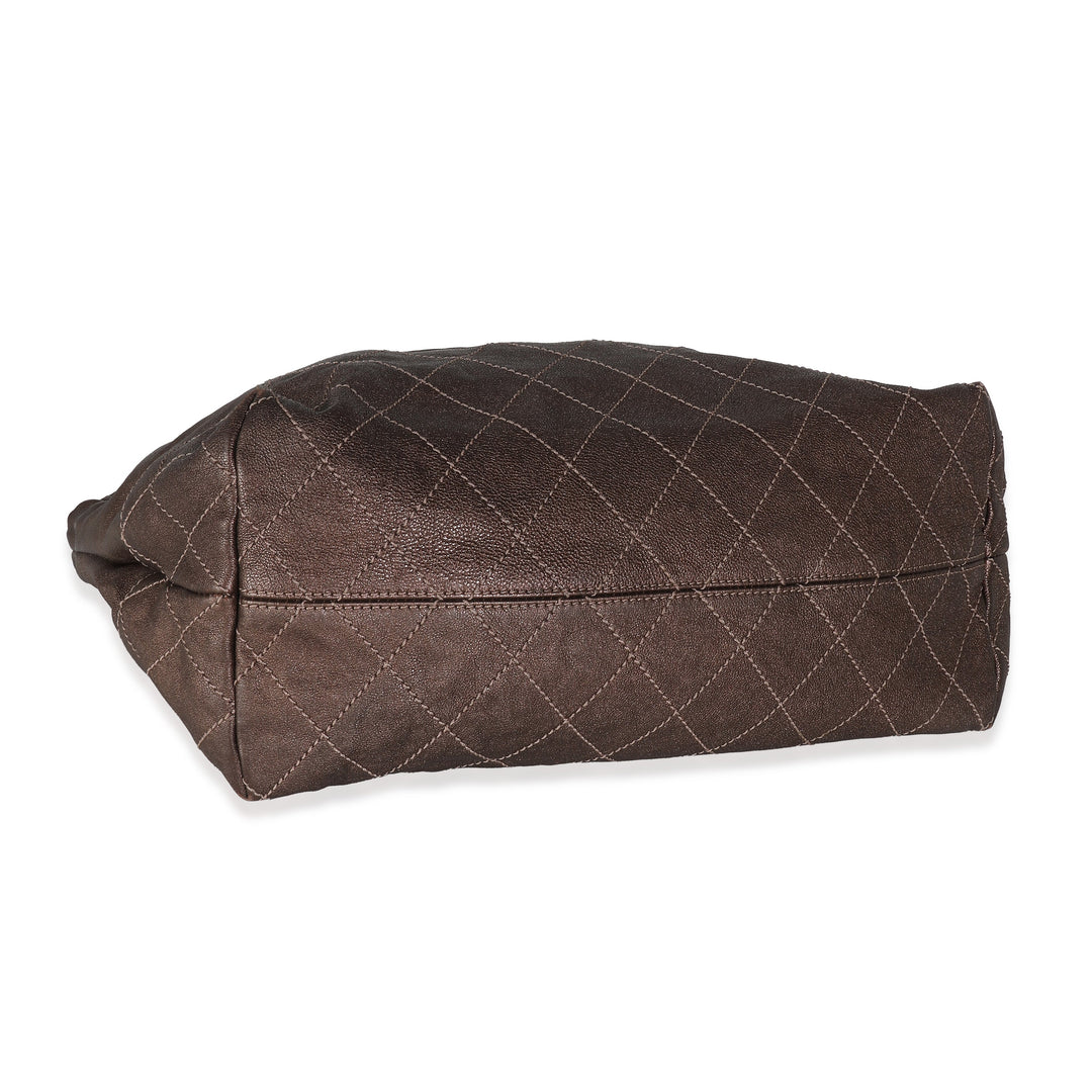 Chanel Brown Distressed Caviar Coco Cabas XL Tote