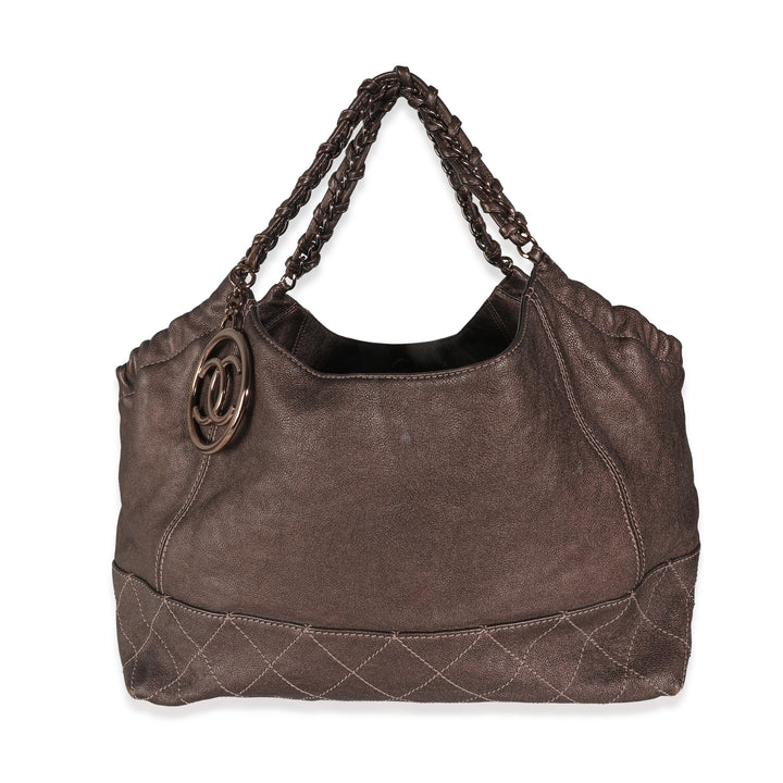 Chanel Brown Distressed Caviar Coco Cabas XL Tote