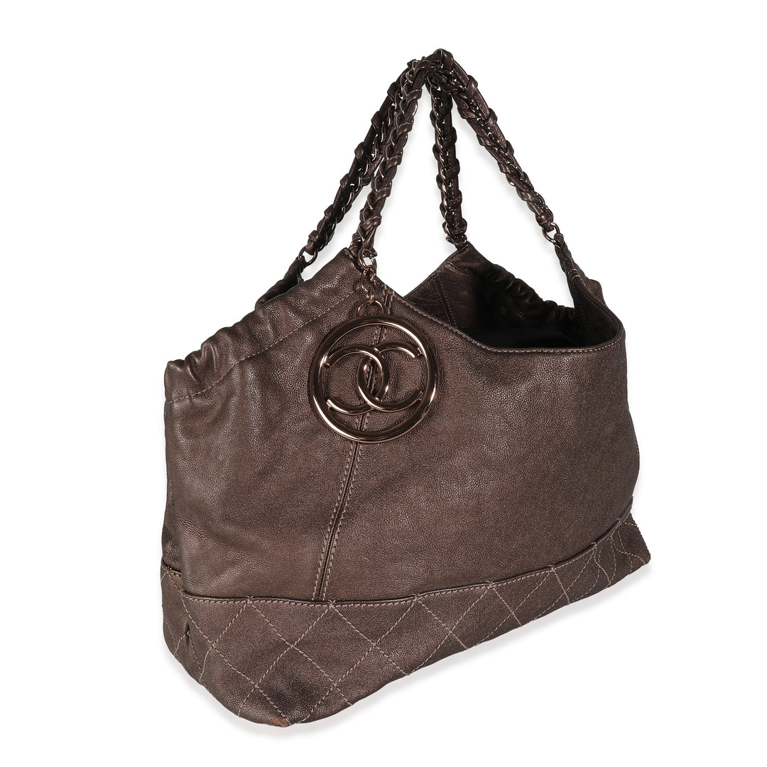 Chanel Brown Distressed Caviar Coco Cabas XL Tote