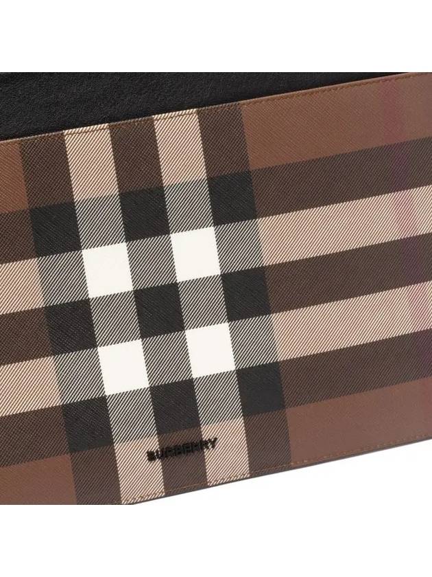 Burberry Check Triple Leather Clutch Bag Brown