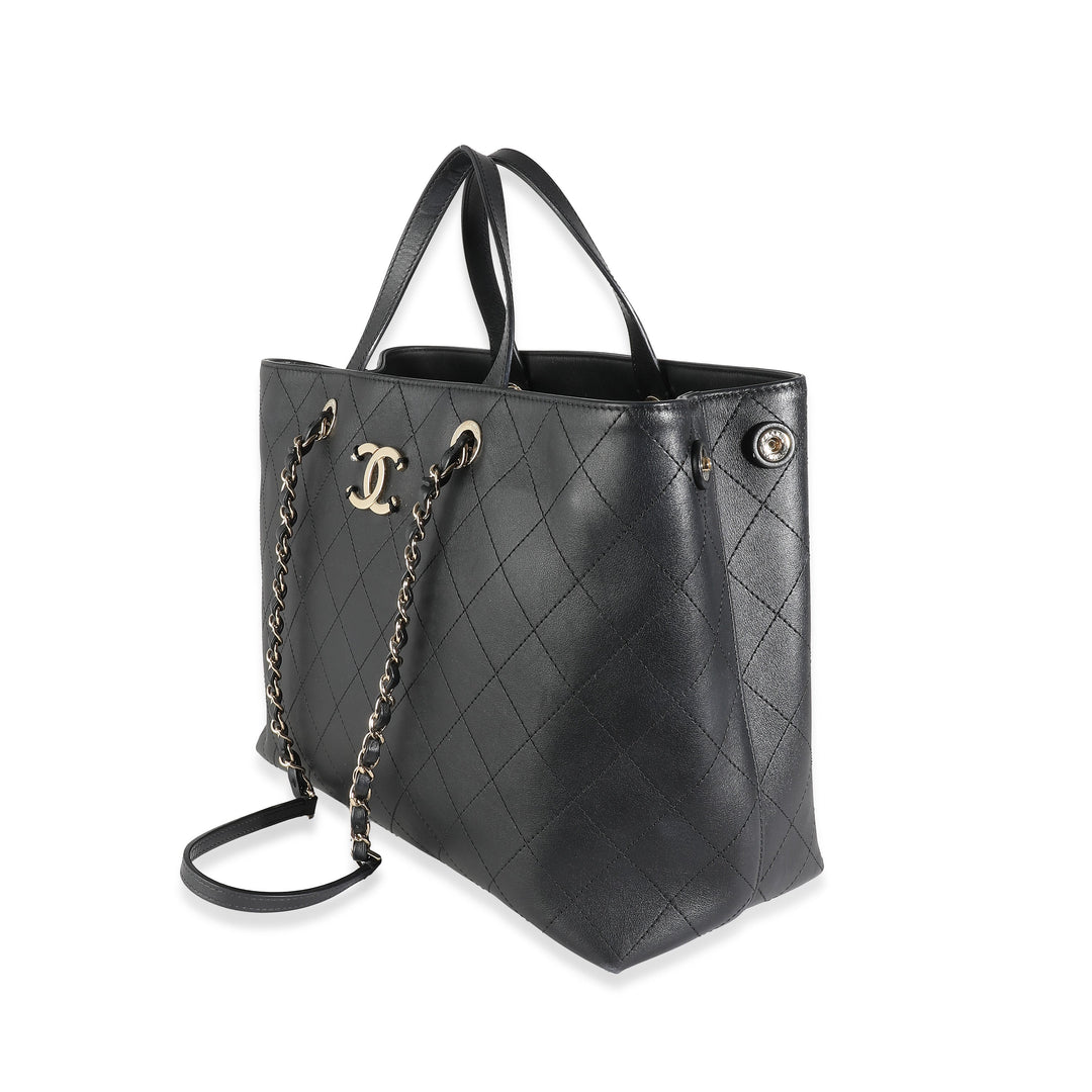 Chanel Black Quilted Calfskin Large Serial Shopper Tote