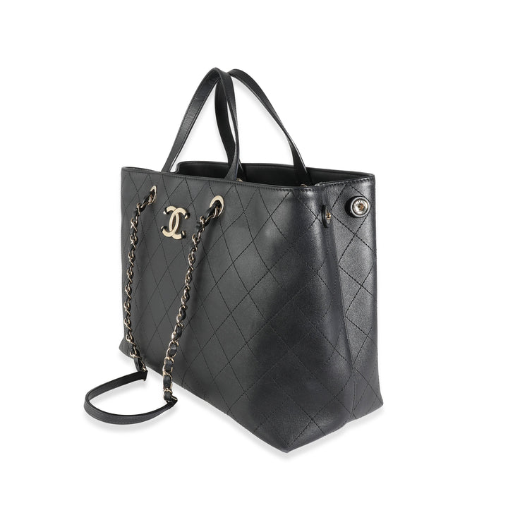 Chanel Black Quilted Calfskin Large Serial Shopper Tote
