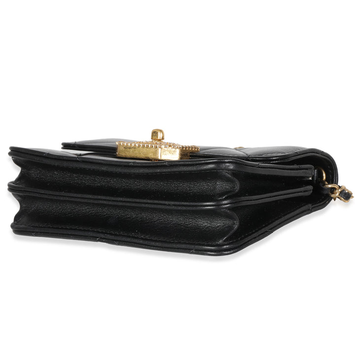 Chanel Black Quilted Calfskin Strass Mini New Bag