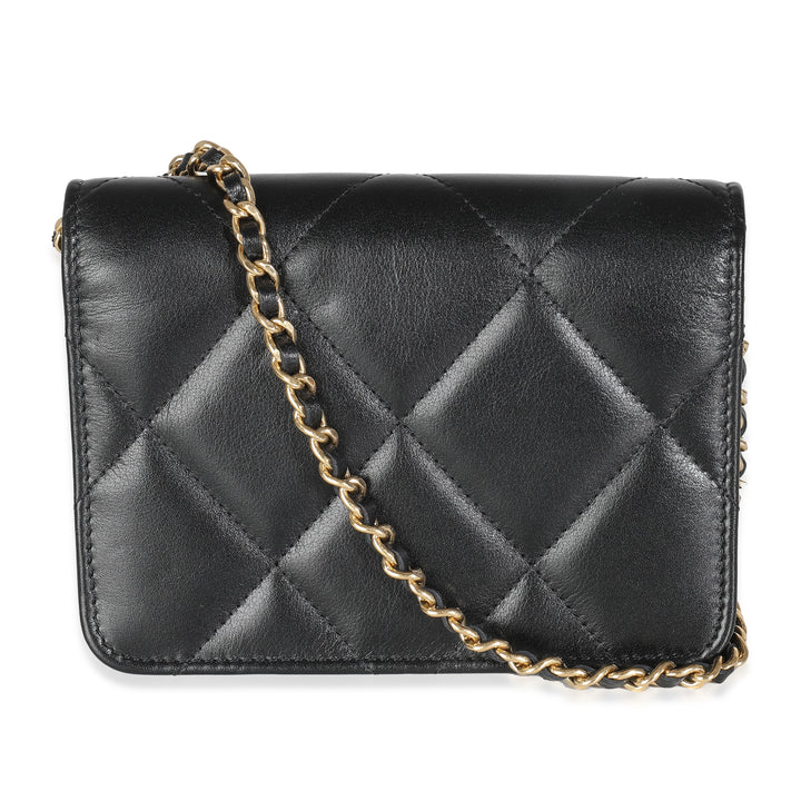 Chanel Black Quilted Calfskin Strass Mini New Bag