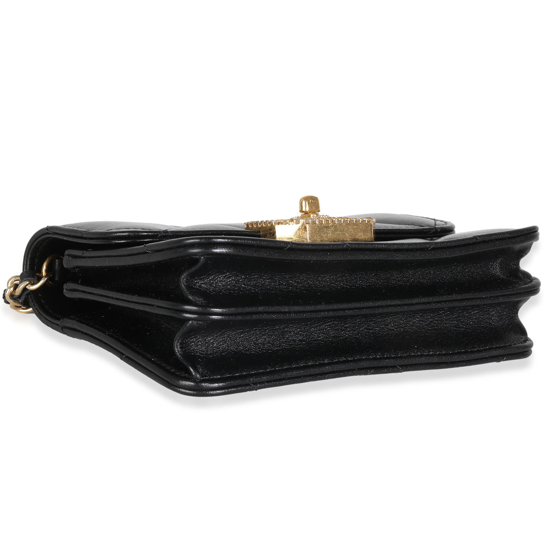 Chanel Black Quilted Calfskin Strass Mini New Bag