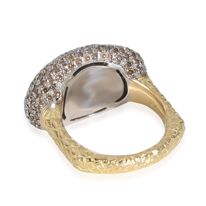 Bottega veneta Color Diamond Cocktail Ring in 18k White Gold/Yellow Gold 3 CTW