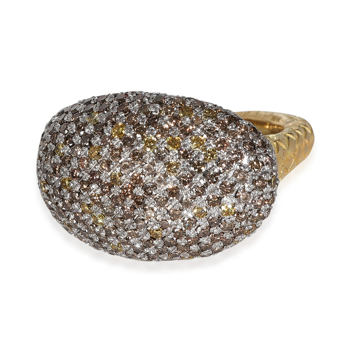 Bottega veneta Color Diamond Cocktail Ring in 18k White Gold/Yellow Gold 3 CTW