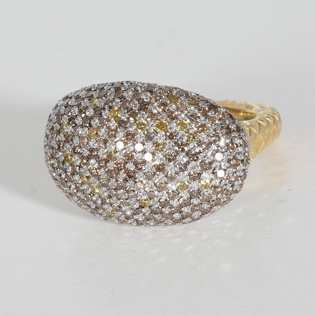 Bottega veneta Color Diamond Cocktail Ring in 18k White Gold/Yellow Gold 3 CTW
