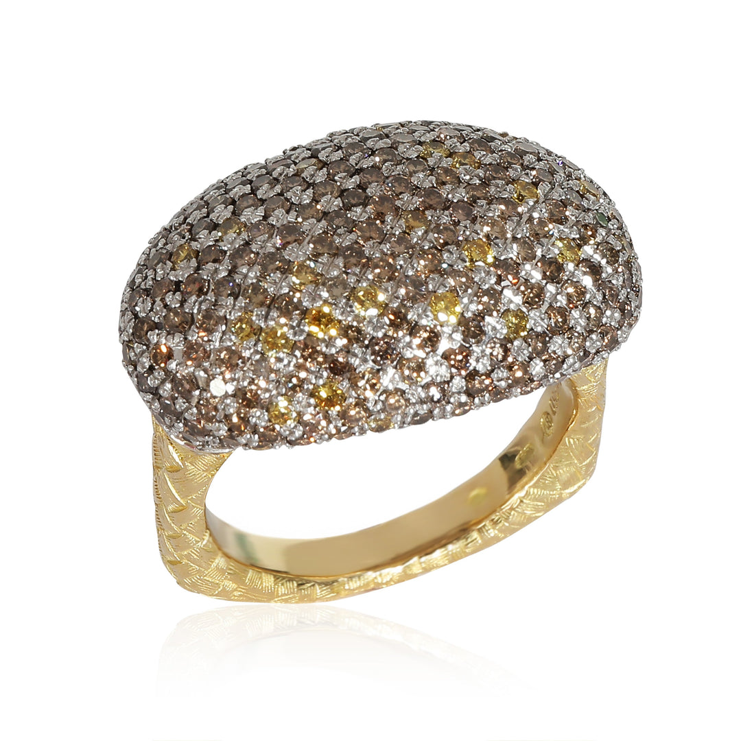 Bottega veneta Color Diamond Cocktail Ring in 18k White Gold/Yellow Gold 3 CTW