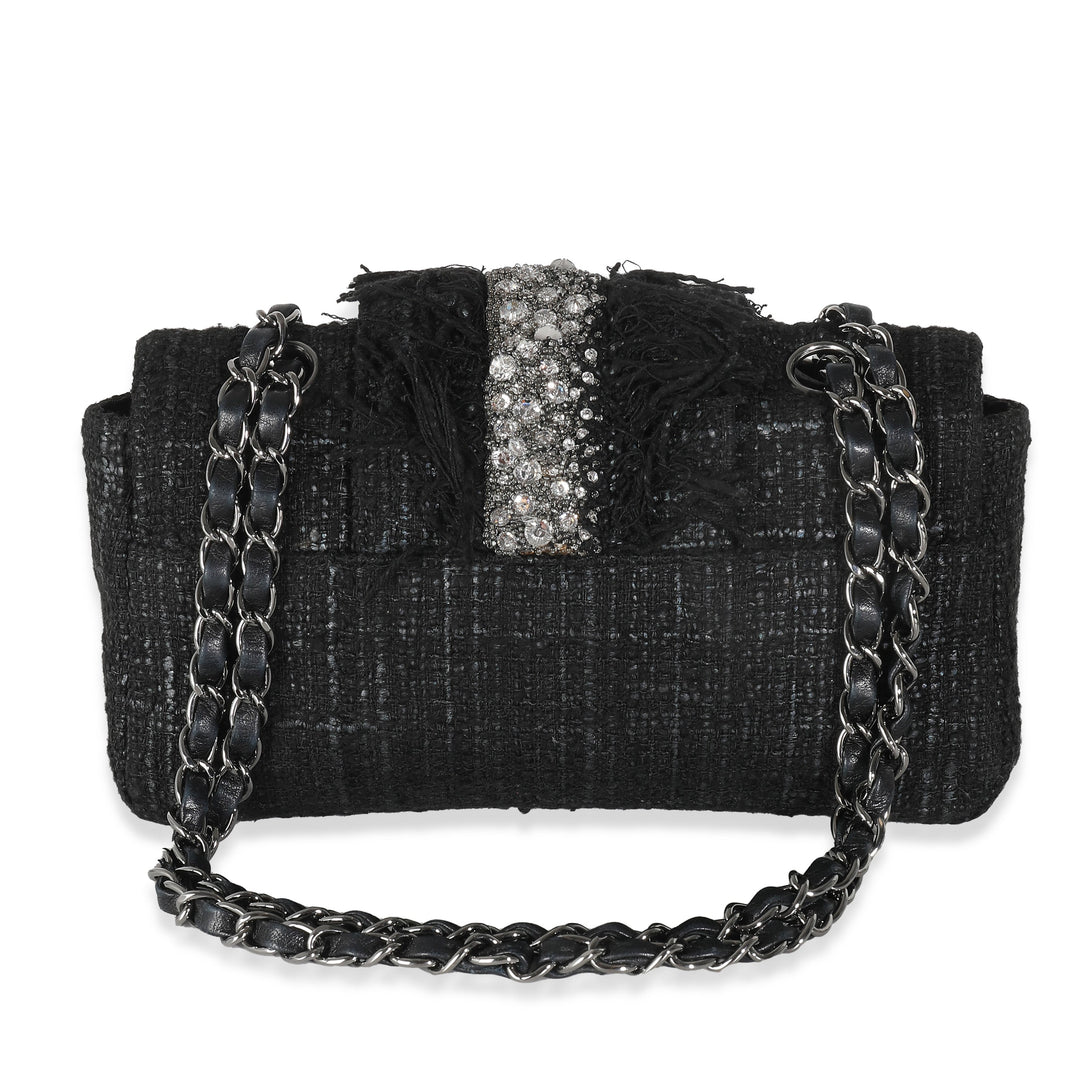 Chanel Black Tweed Swarovski Fringe New Bag