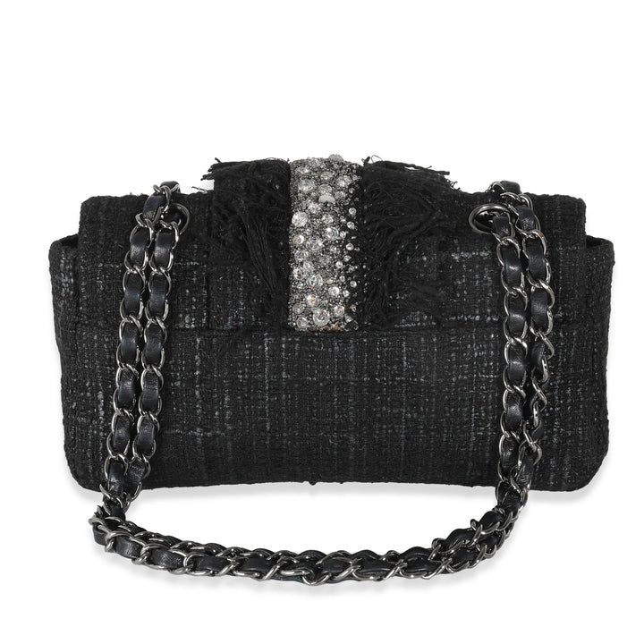Chanel Black Tweed Swarovski Fringe New Bag