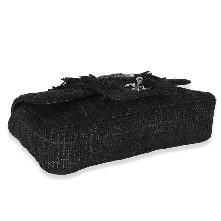 Chanel Black Tweed Swarovski Fringe New Bag