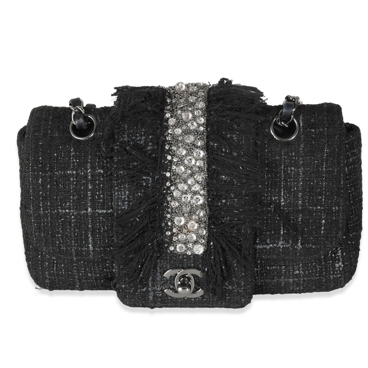 Chanel Black Tweed Swarovski Fringe New Bag
