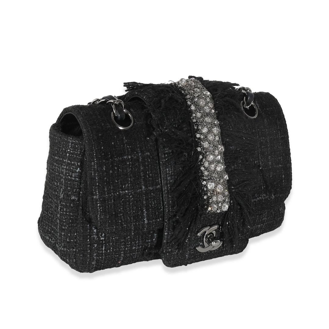 Chanel Black Tweed Swarovski Fringe New Bag