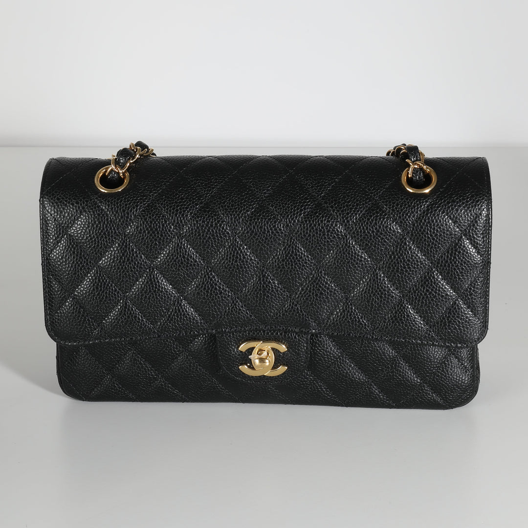 Chanel Black Quilted Caviar Medium Classic Double New Bag