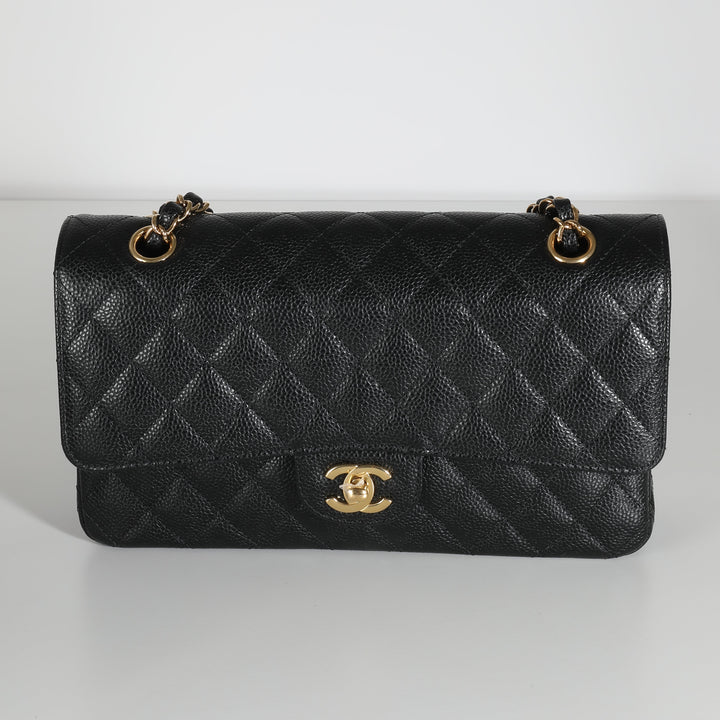 Chanel Black Quilted Caviar Medium Classic Double New Bag