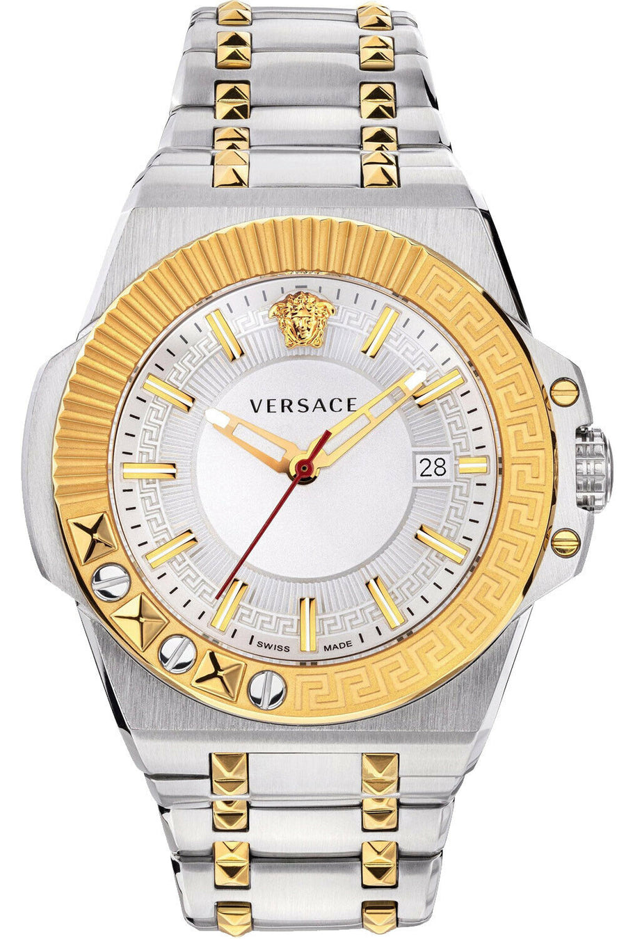 title:Versace Men's VEDY00519 Chain Reaction 45mm Quartz Watch;color:Silver