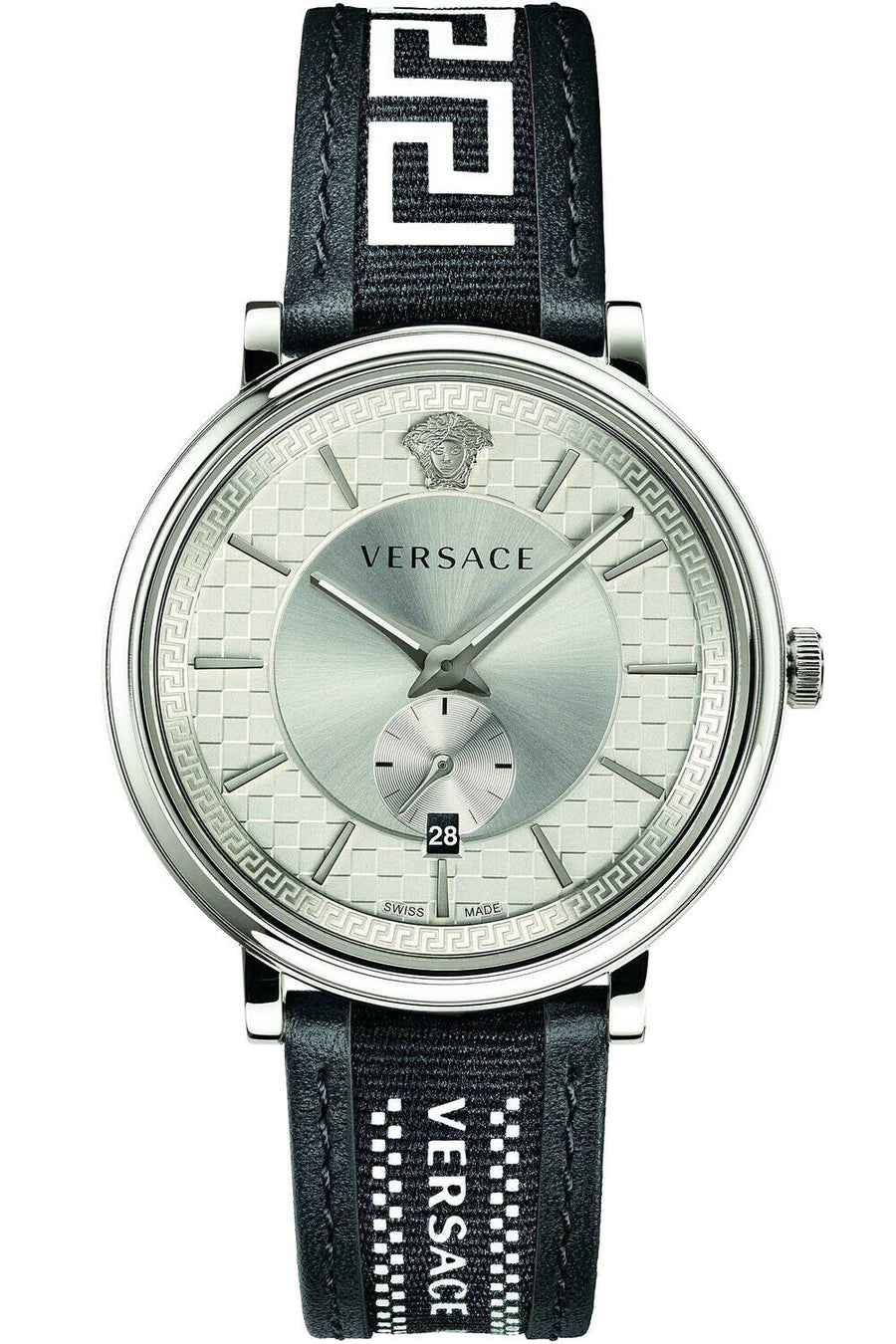 title:Versace Men's Versace V-Circle 42mm Quartz Watch VEBQ01219;color:Black and White