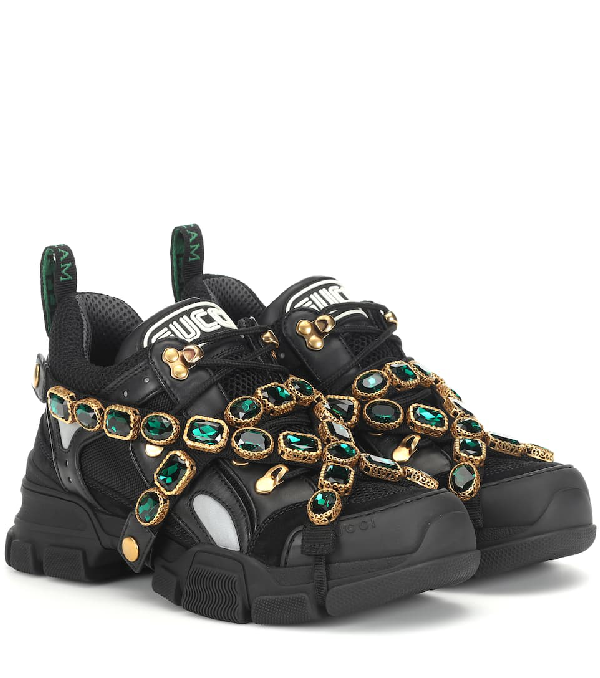 GUCCI FLASHTRACK MEN'S SNEAKERS WITH REMOVABLE CRYSTALS