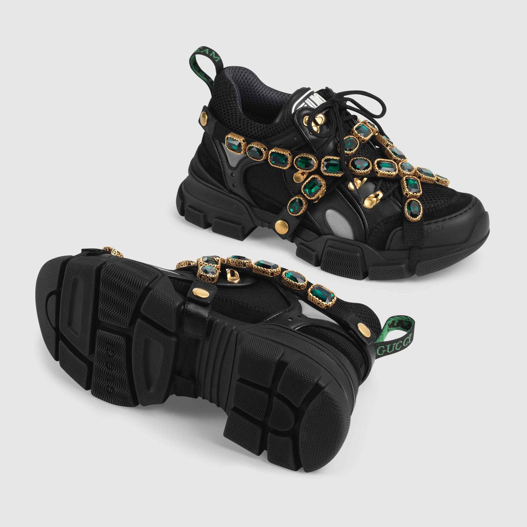GUCCI FLASHTRACK MEN'S SNEAKERS WITH REMOVABLE CRYSTALS