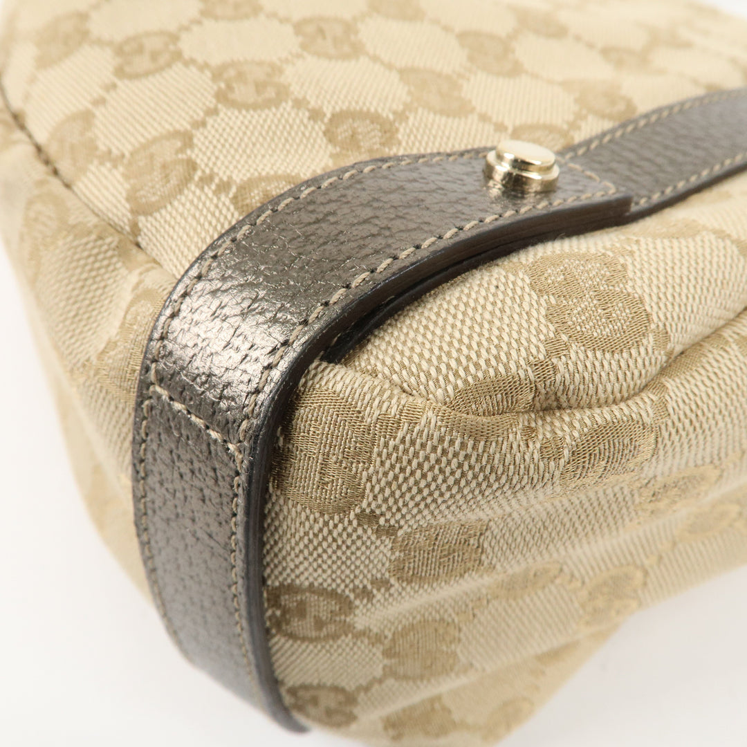 GUCCI Abbey GG Canvas Leather Tote Hand Bag Beige 130736
