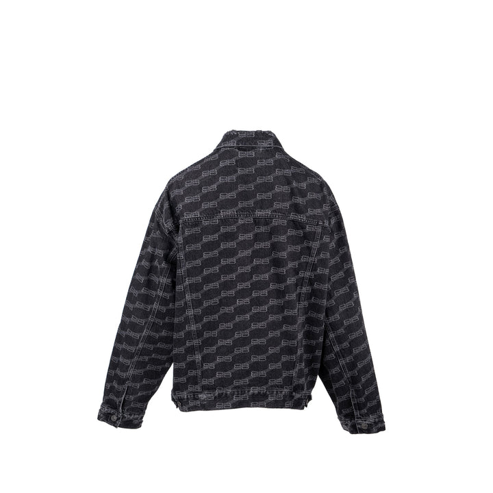 Top Quality Balenciaga size XS oversized logo-print denim jacket black