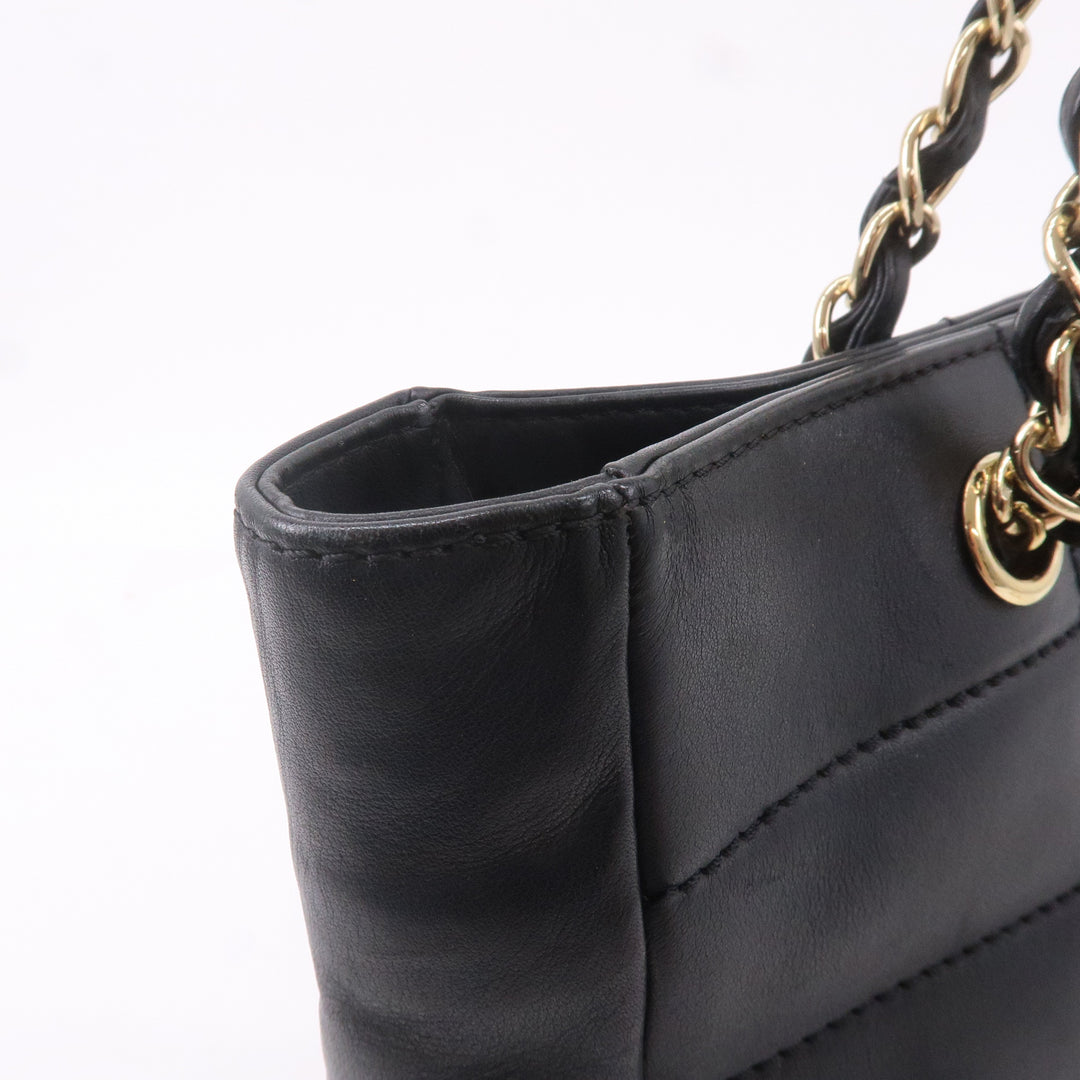 Top Quality Chanel Chocolate Bar Lamb Skin Chain Tote Bag Black A17859