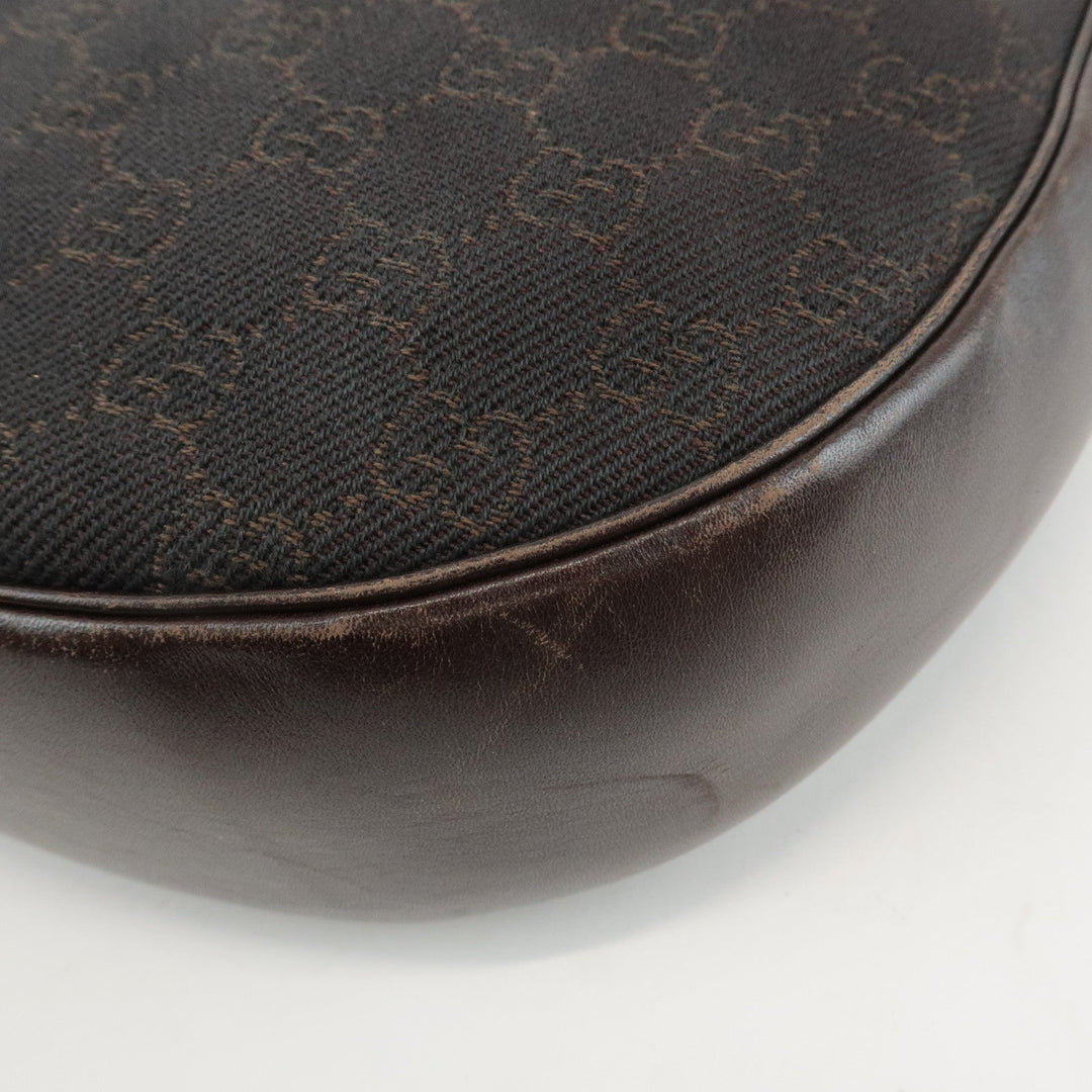 GUCCI GG Denim Leather Shoulder Bag Crossbody Dark Brownk