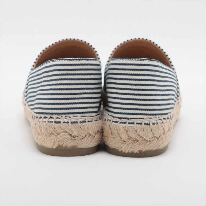 Top Quality Chanel Coco Leather X Fabric Espadrille 35  Navy X White G29762 Stripe  Bag