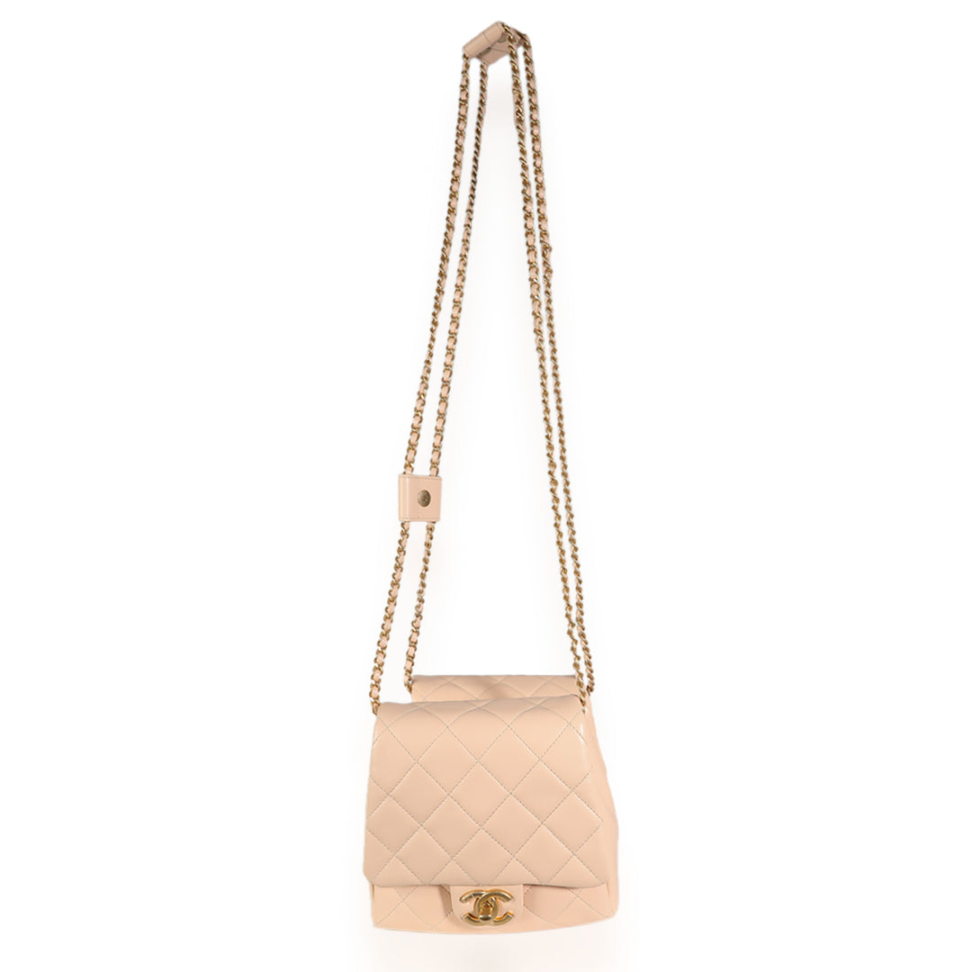 Chanel 19S Beige Quilted Lambskin Side Packs