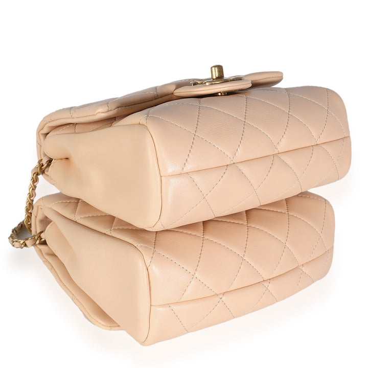 Chanel 19S Beige Quilted Lambskin Side Packs