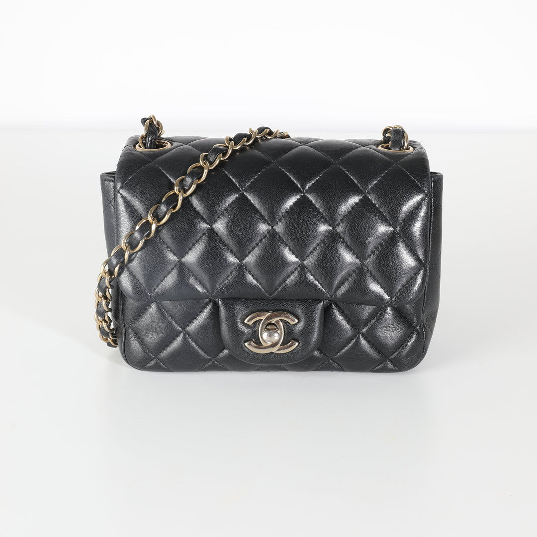 Chanel Black Quilted Lambskin Mini Square New Bag