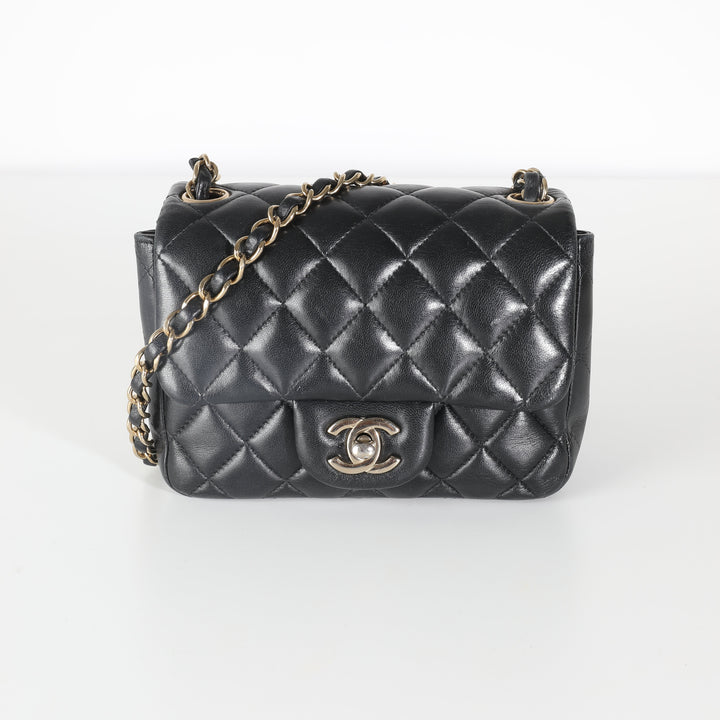 Chanel Black Quilted Lambskin Mini Square New Bag