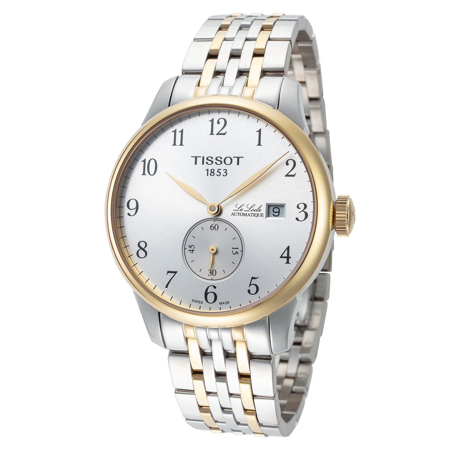 title:Tissot Men's T0064282203200 T-Classic 39.3mm Automatic Watch;color:Silver Dial Silver and Gold Band