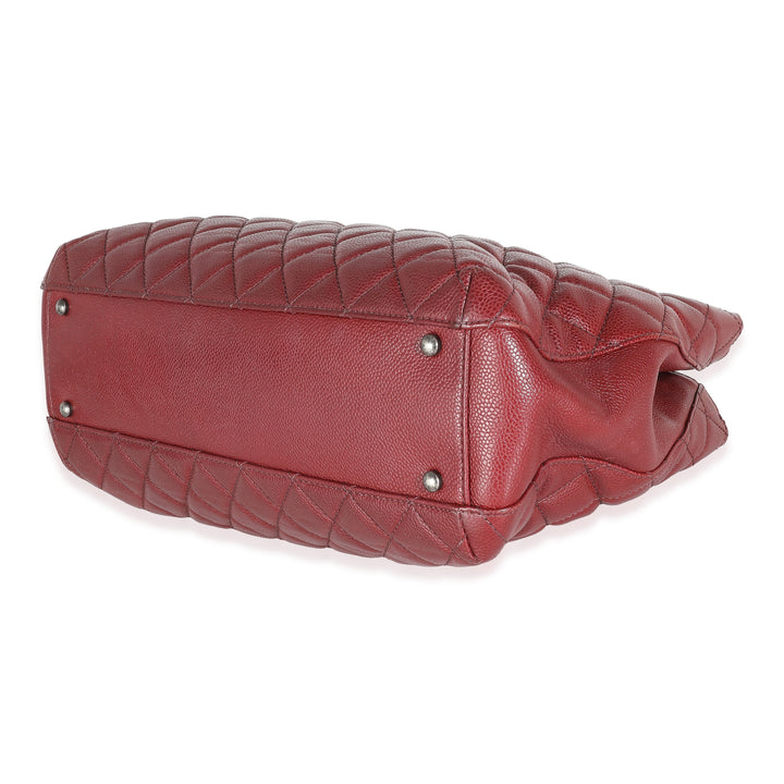 Chanel Burgundy Quilted Caviar Large City Shopping Tote