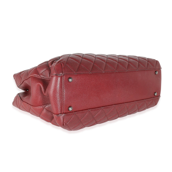 Chanel Burgundy Quilted Caviar Large City Shopping Tote