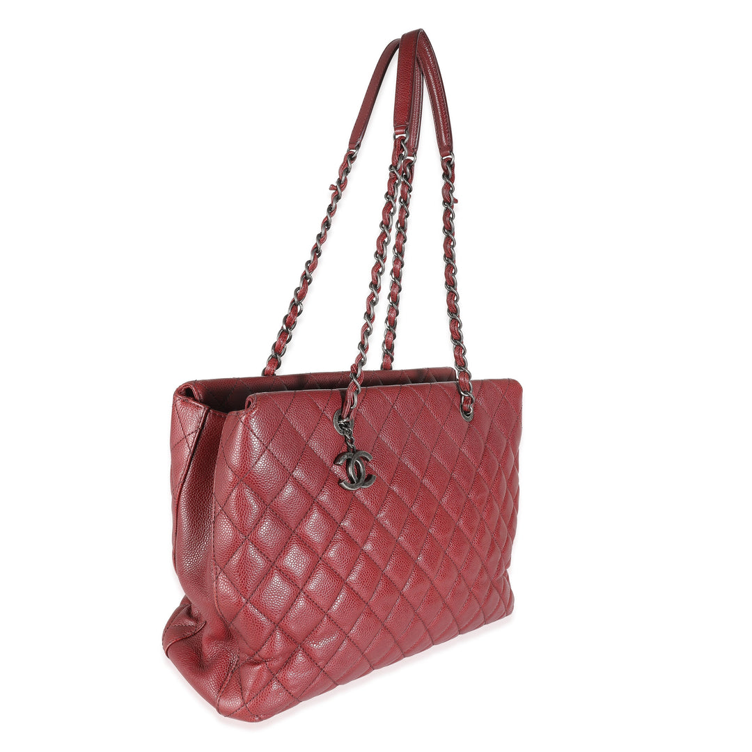 Chanel Burgundy Quilted Caviar Large City Shopping Tote
