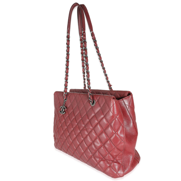 Chanel Burgundy Quilted Caviar Large City Shopping Tote
