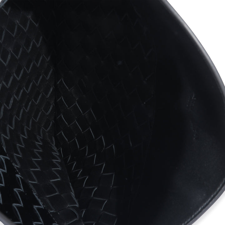 Bottega veneta Black Intrecciato Patent Shoulder Bag