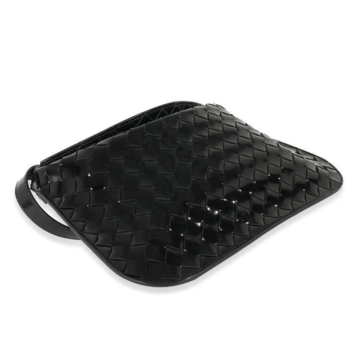 Bottega veneta Black Intrecciato Patent Shoulder Bag