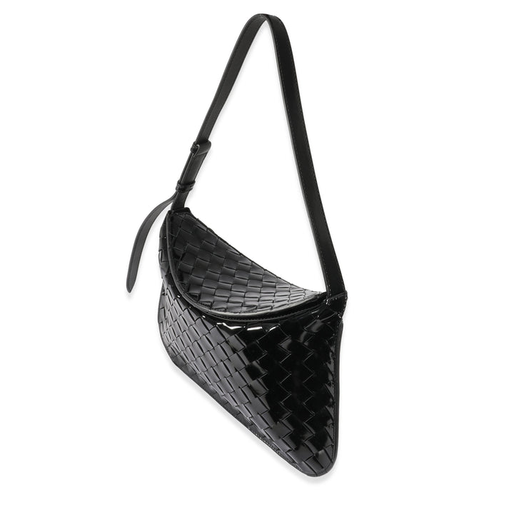 Bottega veneta Black Intrecciato Patent Shoulder Bag