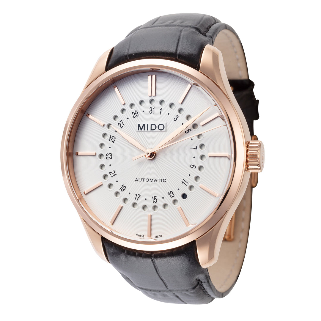 title:Mido Men's M0244073603109 Belluna II 40mm Automatic Watch;color:Silver Dial Black Band